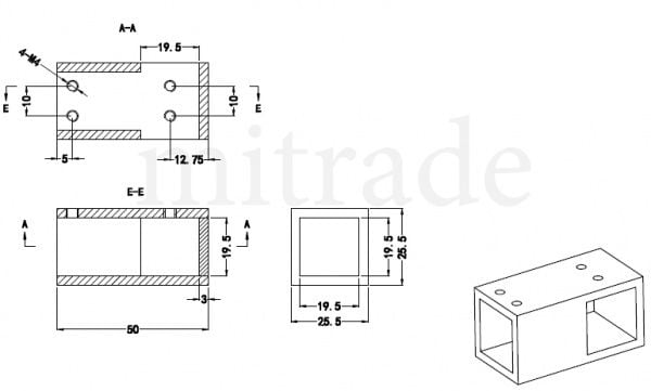 Соединение тройник штанги 19*19мм MT-19-083A cp Соединение тройник штанги 19*19мм MT-19-083A cp