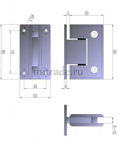 Петля стекло-стена 90 гр. MT-312/В cp Петля стекло-стена 90 гр. MT-312/В cp