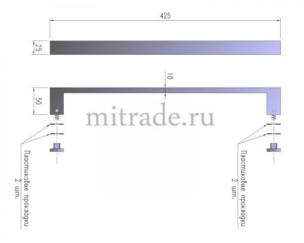 Ручка меж. центр. 400мм, Сечение 25*10. Ножка 25*25 MT-169 Ручка меж. центр. 400мм, Сечение 25*10. Ножка 25*25 MT-169