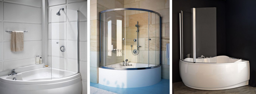 Стеклянные шторки для угловой ванны картинка